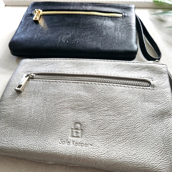 2 Wristlets - RFID Safe Keeper faux leather wallet cc holder zipper bundle set - Picture 3 of 9